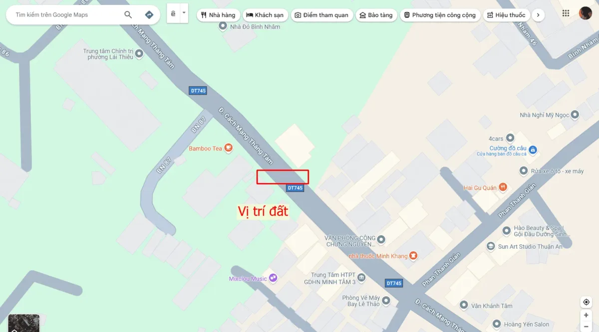 Bán đất 5x38m, mặt tiền đường Cách Mạng Tháng 8 p. Bình Nhâm
