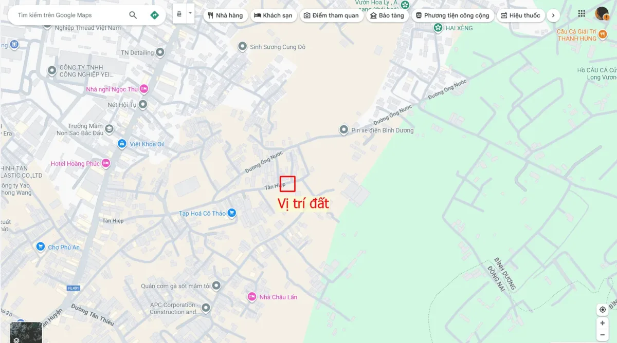 Bán đất 5×39.3m, mặt tiền đường Tân Hiệp p. Tân Bình gần chợ Phú An