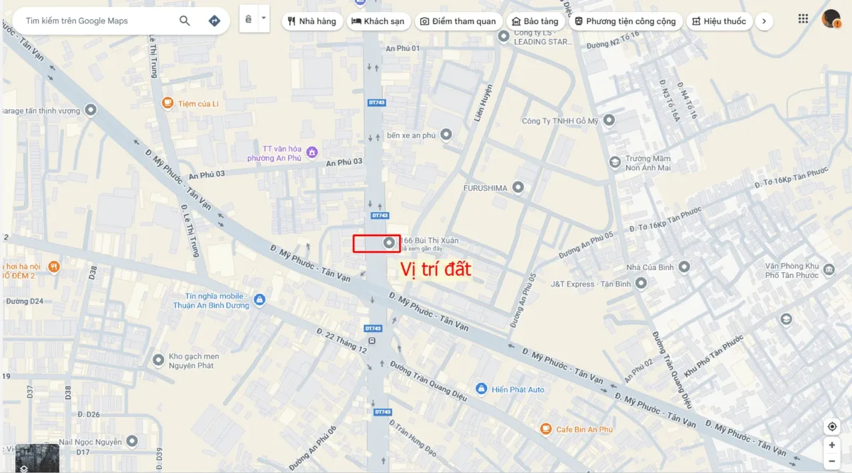 Bán dãy trọ 5.1×21.8m, mặt tiền ĐT.743 p. An Phú gần vòng xoay An Phú, thu 15tr/th