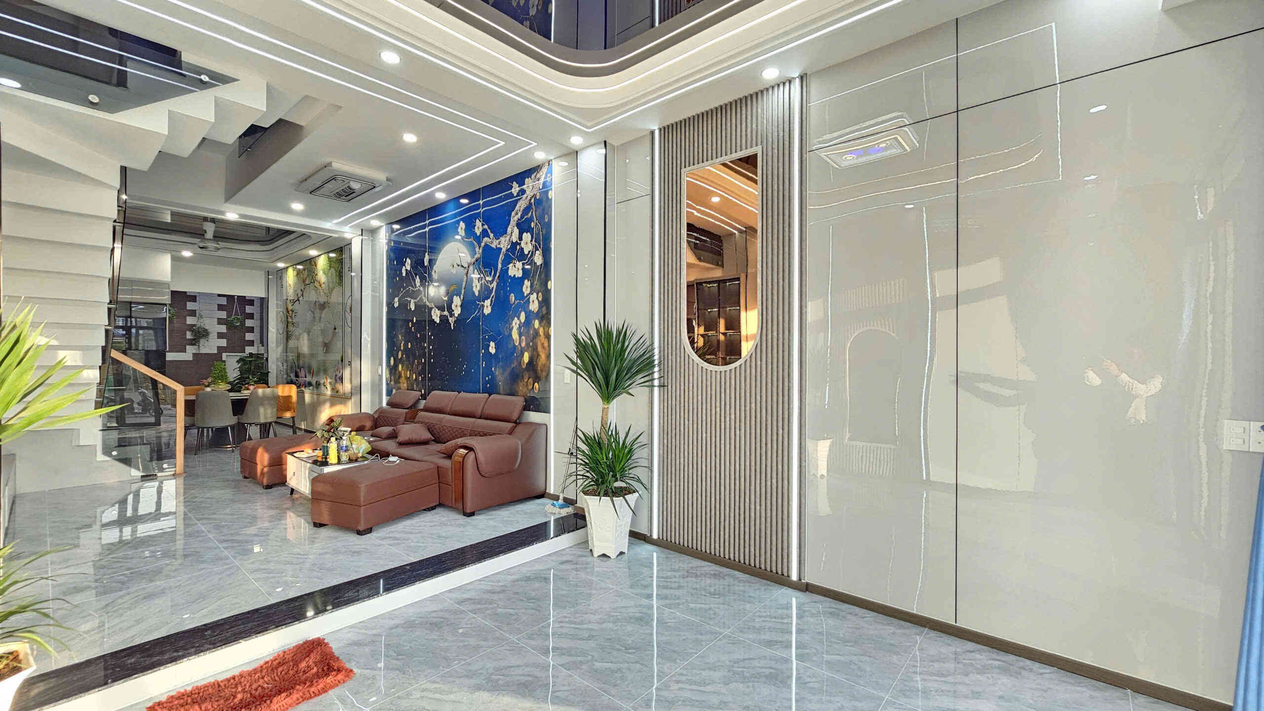 Bán nhà mới 1T2L 4x15m, đường D7 KDC Phú Huy, full nội thất (Không vướng cống, tủ điện)