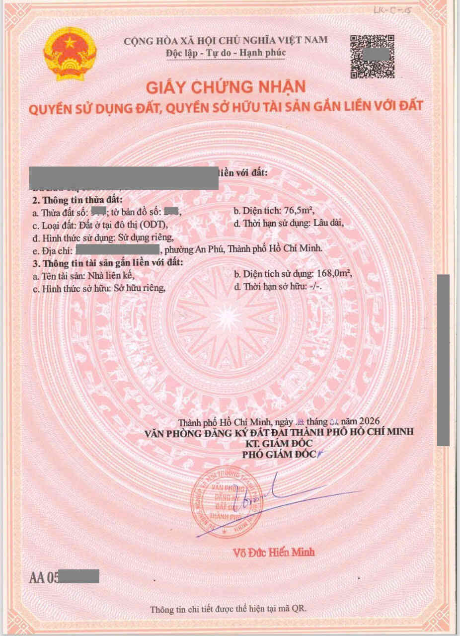 Bán nhà 1T2L 4.5x17m hoàn công, đường N1 KDC Thiên Phúc p. An Phú