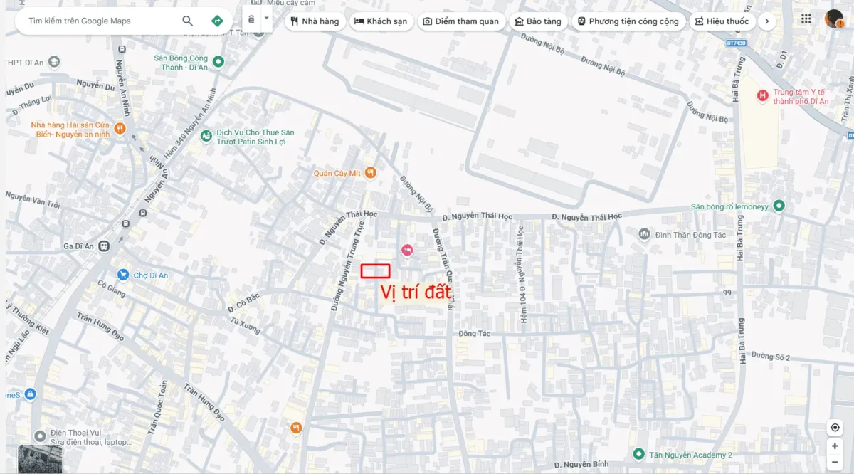 Bán đất 8.6x32m, hẻm Nguyễn Trung Trực p. Tân Đông Hiệp gần chợ Dĩ An 1