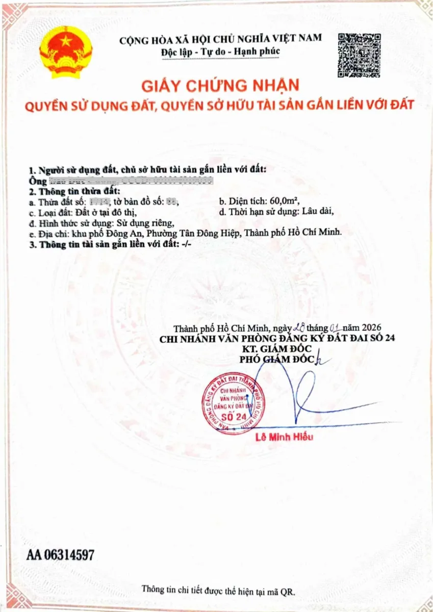 Bán đất 4x15m, đường N2 KDC Phú Mỹ Hiệp (Không vướng cống, cột điện)