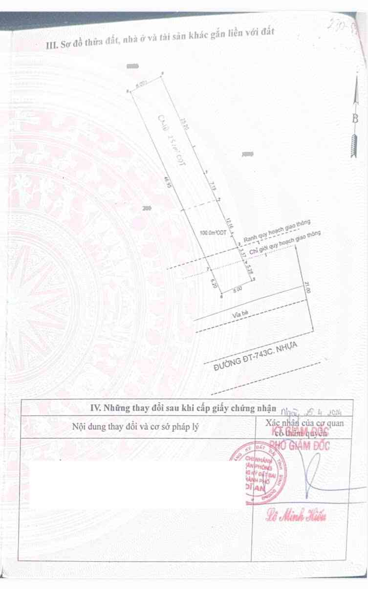 Bán đất 8x53m, mặt tiền ĐT.743C gần Vincom 550 (Sầm uất, thổ cư 83%)