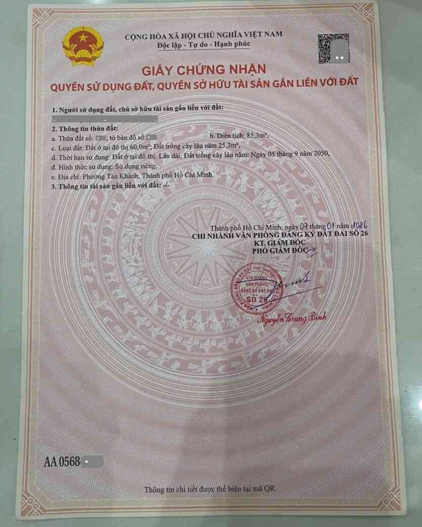 Bán nhà mới (đang xây) 1T1L 4×21.5m hoàn công, hẻm ĐT.747C p. Tân Khánh