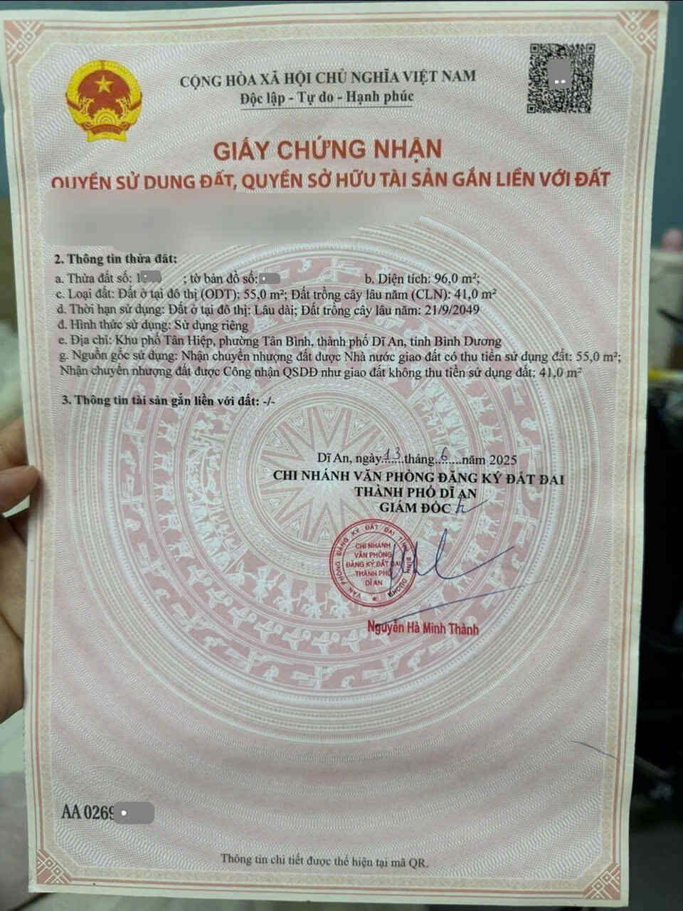 Bán đất 5.3x18m, mặt tiền Trương Văn Vĩnh gần chợ Phú An