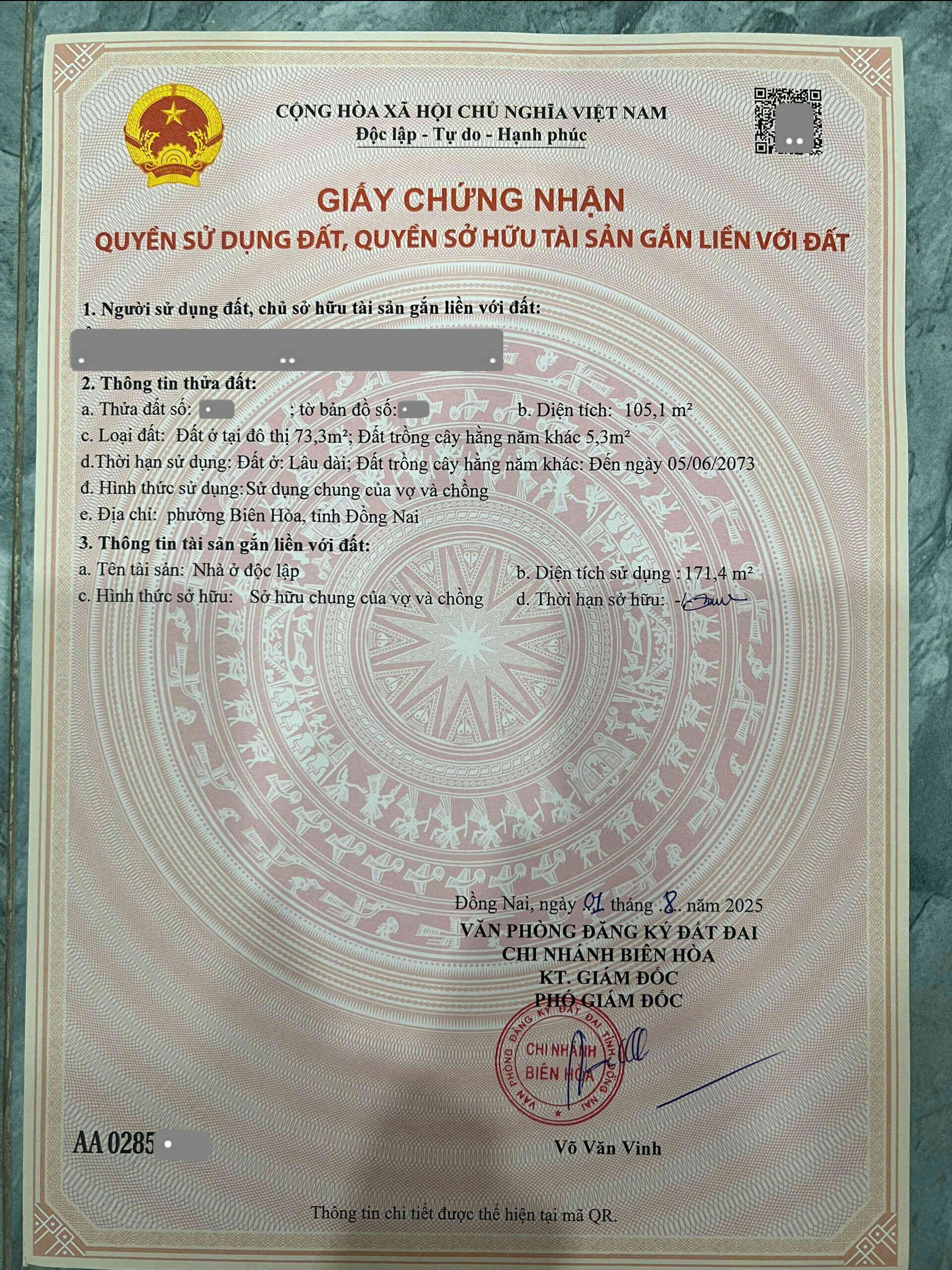 Bán nhà 1T2L 4×26.1m hoàn công, hẻm Bùi Hữu Nghĩa p. Biên Hòa gần Sông Đồng Nai