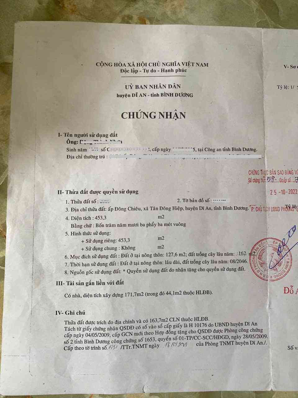 Bán nhà và xưởng 453m2, mặt tiền ĐT.743A p.Tân Đông Hiệp gần Ngã 3 Ông Xã, đang thuê 27tr/th