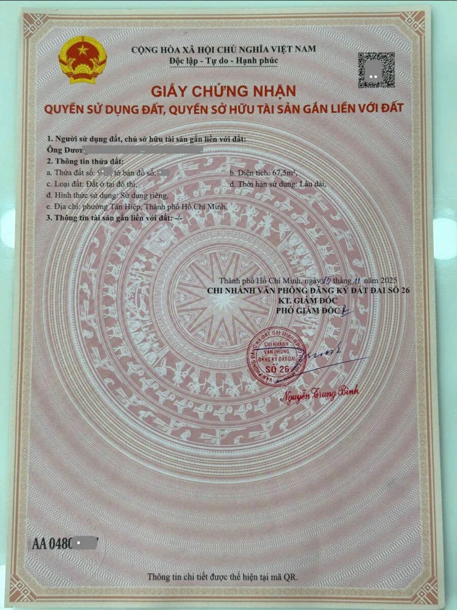 Bán nhà mới 1T1L 4.5x15m, đường số 5 KDC Thái Bình Dương P.Tân Hiệp