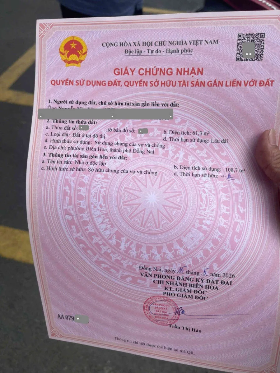 Bán nhà mới 1T1L 4×15.5m hoàn công, hẻm Nguyễn Tri Phương p. Biên Hòa gần vòng xoay Cầu Hang