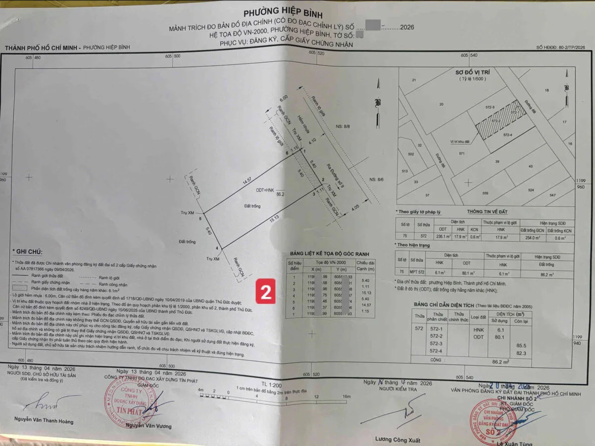 Bán đất 4.05×13.8m, hẻm số 8 p. Hiệp Bình, TP. HCM gần Sông Sài Gòn
