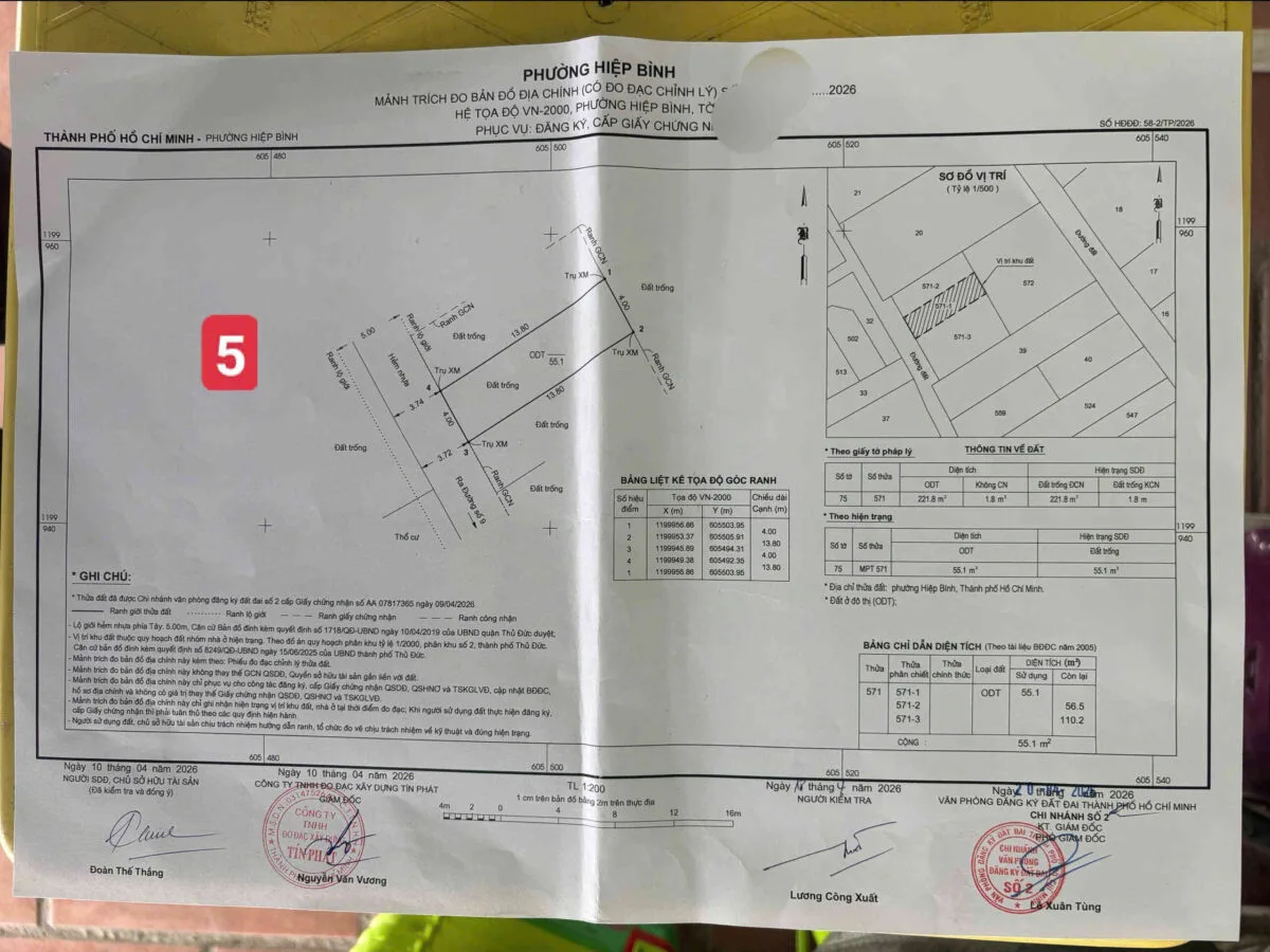 Bán đất 4.05×13.8m, hẻm số 8 p. Hiệp Bình, TP. HCM gần Sông Sài Gòn