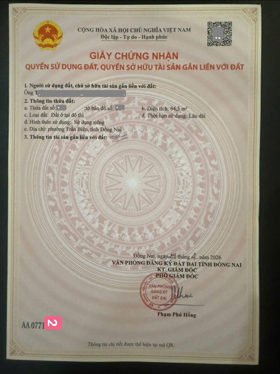 Bán đất 4.1×15.5m, hẻm Đặng Văn Trơn gần trường cấp 3 Nam Hà