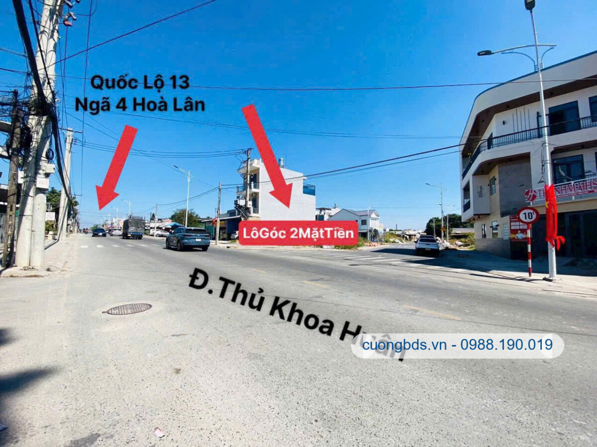 Bán lô góc 160m2, mặt tiền Thủ Khoa Huân, thổ cư 100% (Sầm uất, mặt tiền rộng)