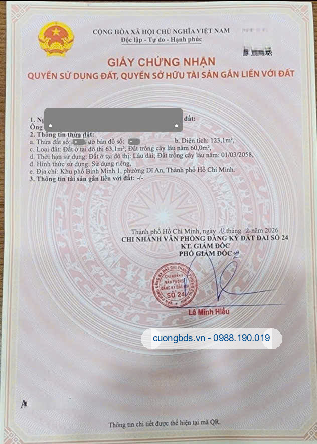 Bán đất 5.3x23m, hẻm Nguyễn Thái Học gần chợ Dĩ An 1 (giá rẻ)