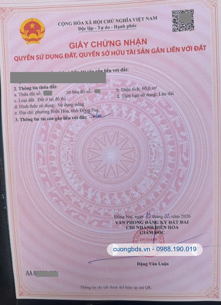 Bán nhà mới 1T1L 4x15m, hẻm Bùi Hữu Nghĩa gần sông Đồng Nai (Thổ cư 100%)