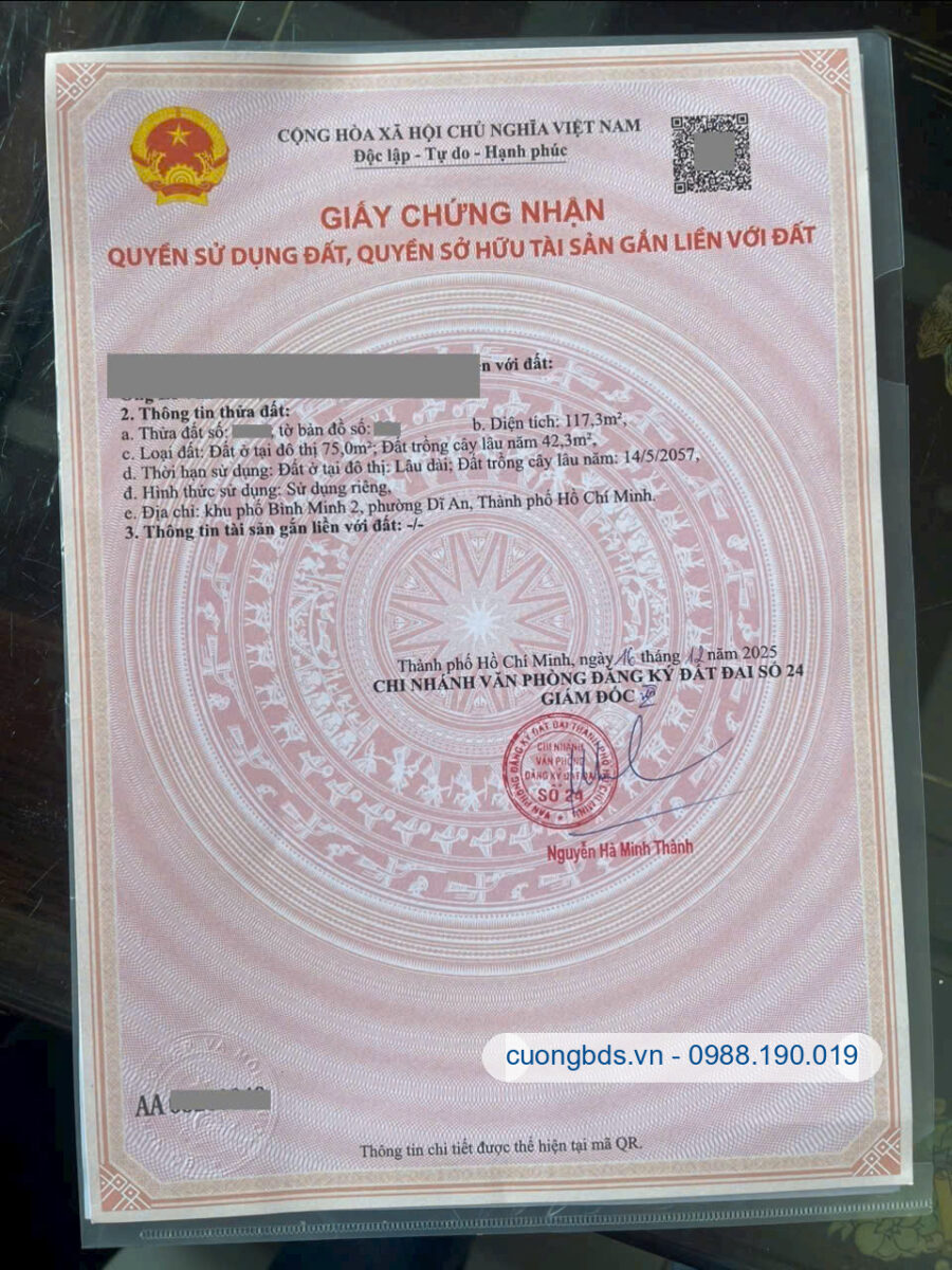 Bán đất 4.2x24m, hẻm Nguyễn Tri Phương gần trường cấp 1 Dĩ An