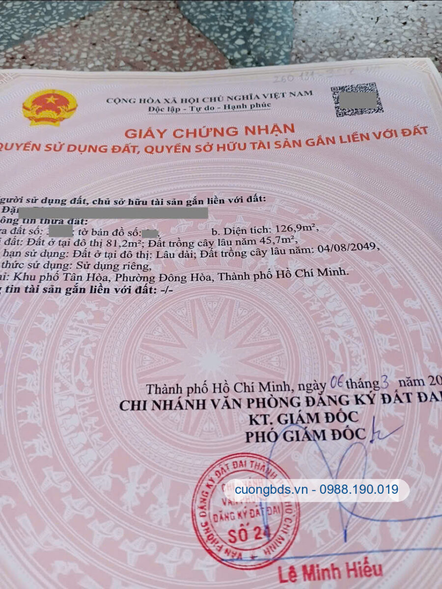 Bán đất 6.8x19m, hẻm Tô Vĩnh Diện gần làng đại học quốc gia