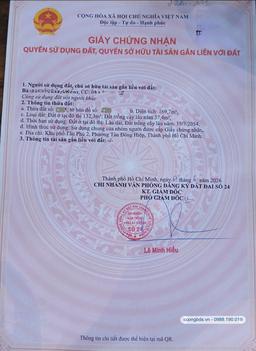 Bán đất 9.2×15.5m, hẻm Bùi Thị Xuân gần chợ Tân Bình
